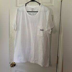 NWOT VS PINK white short sleeve tee shirt